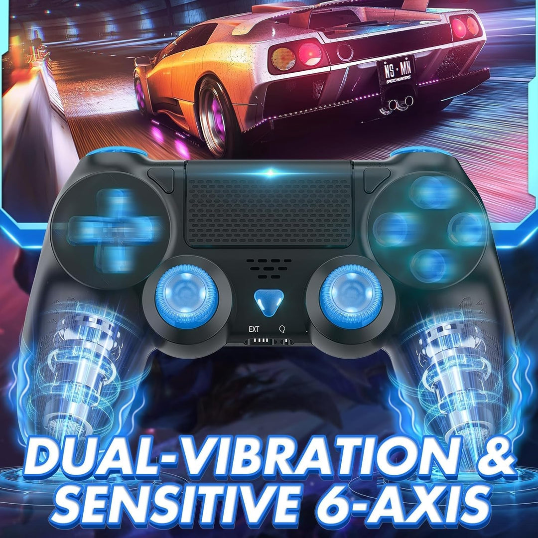 Bonacell 2 Pack Wireless Controller für PS4/Pro/Slim/PC, mit RGB Lighting, Turbo, Dual Vibration, 6-