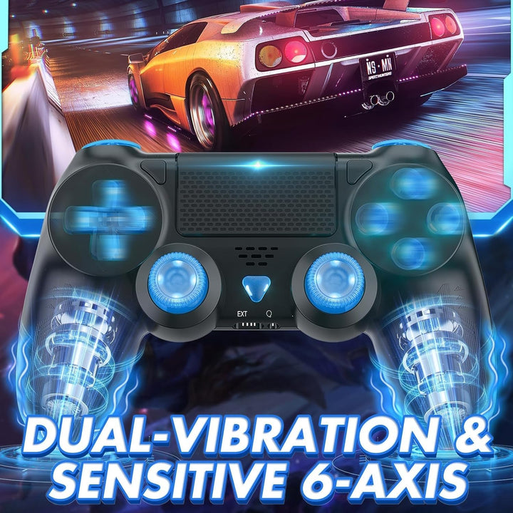 Bonacell 2 Pack Wireless Controller für PS4/Pro/Slim/PC, mit RGB Lighting, Turbo, Dual Vibration, 6-