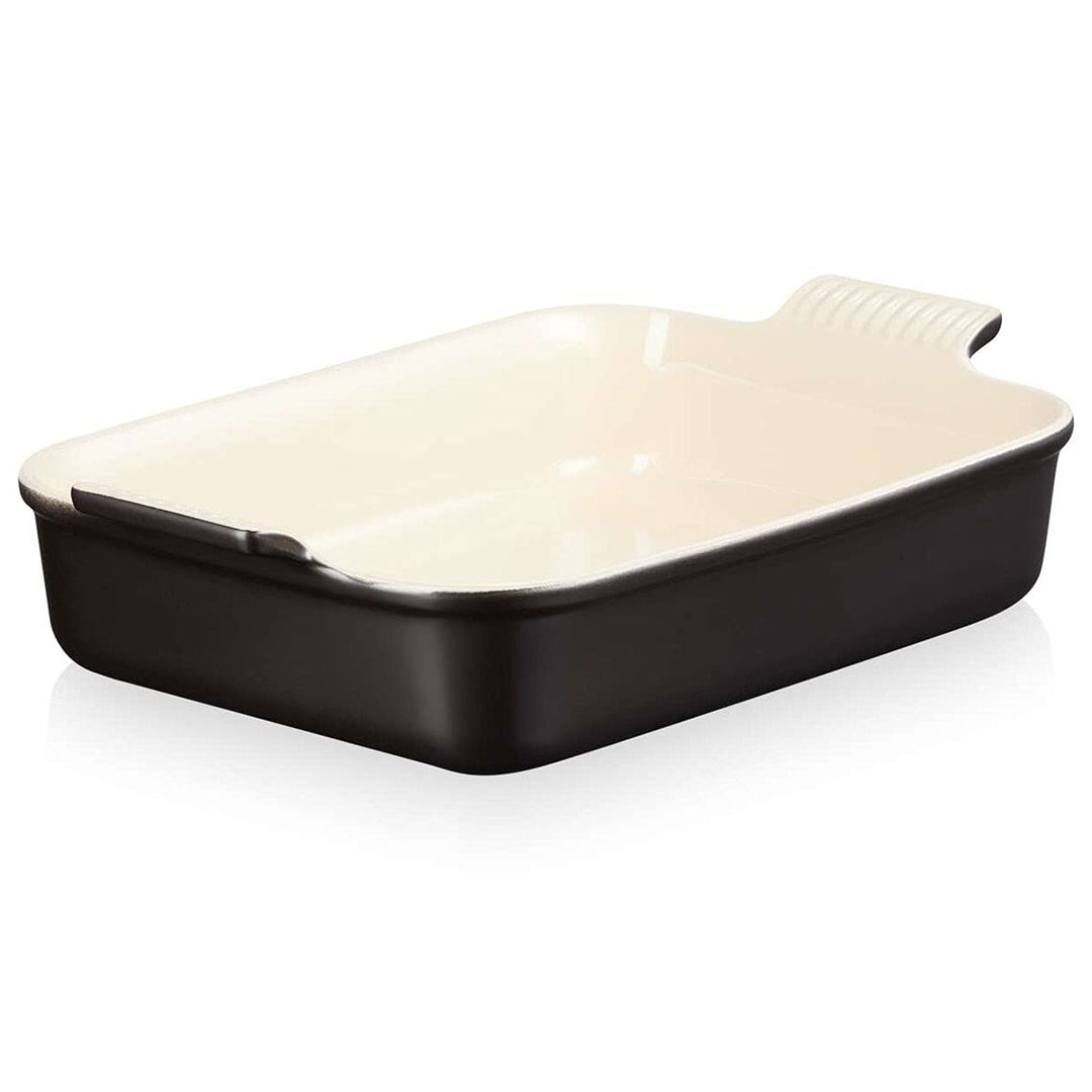 Le Creuset Rechteckige Auflaufform Tradition aus Steinzeug, 32 cm, 2.31 kg, Schwarz matt, 7110232000