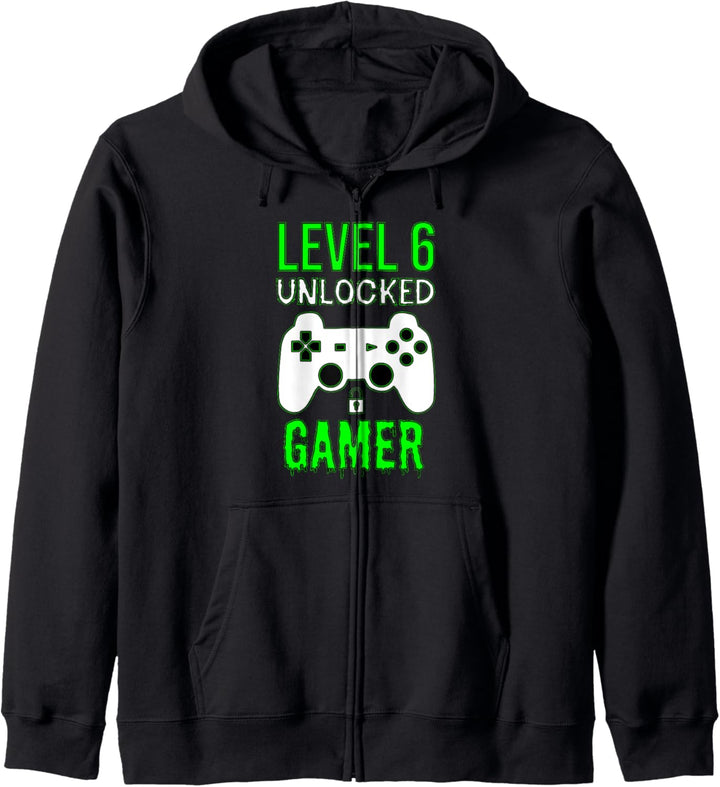 Level 6 Unlocked Gamer - Lustiger Spieler 6. Geburtstag Kapuzenjacke