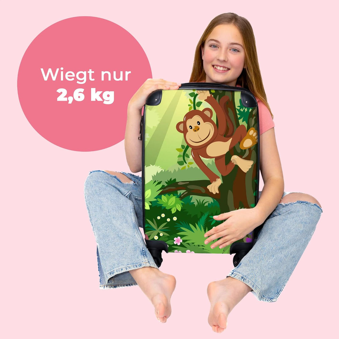 NoBoringSuitcases.com® Koffer Handgepäck Trolley Rollkoffer Kleine Reisekoffer mit 4 Rollen - AFFE -