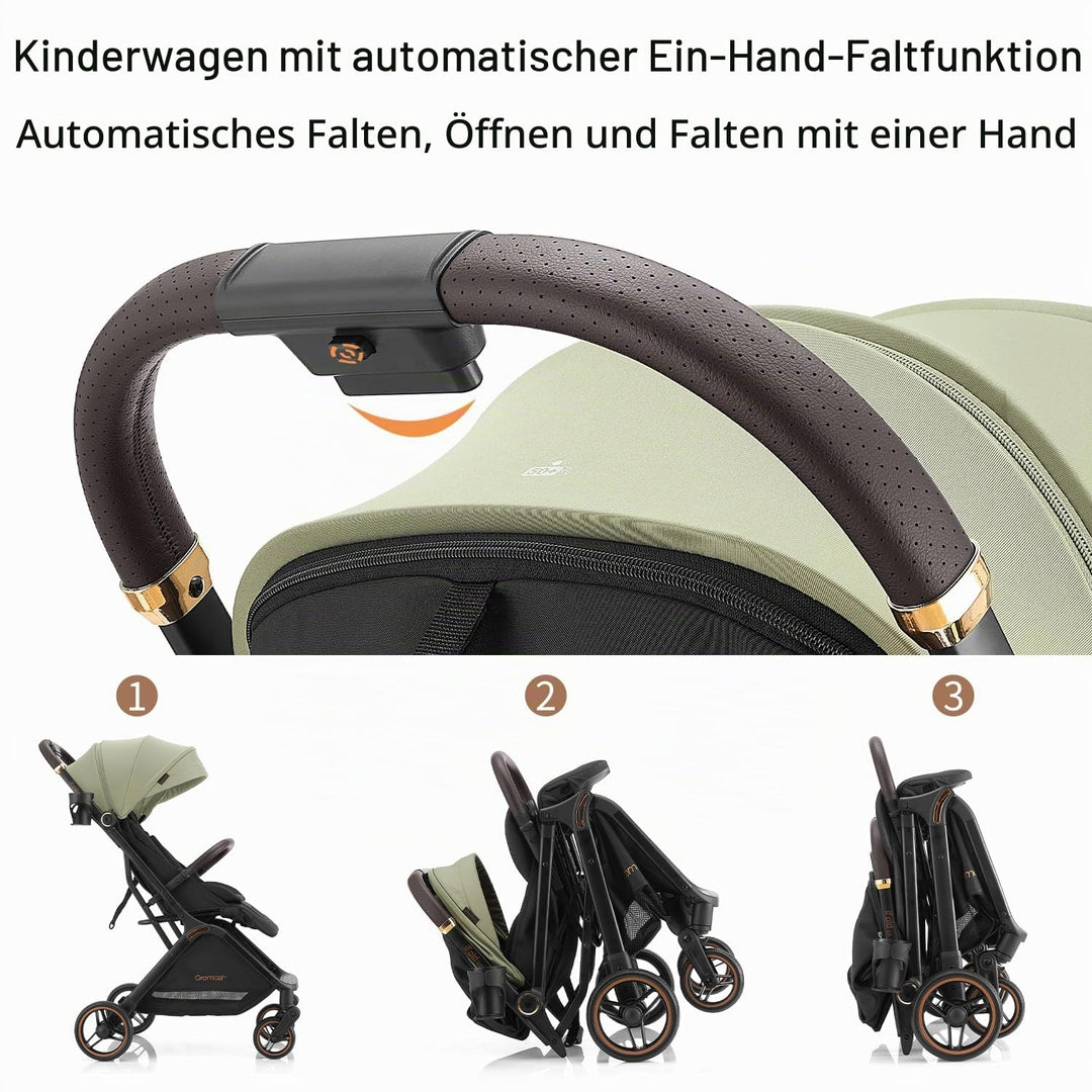 Gromast Gravity faltbarer Baby-Kinderwagen, Tragbarer Reise-Kleinkindbuggy Mit Verstellbarer Rückenl