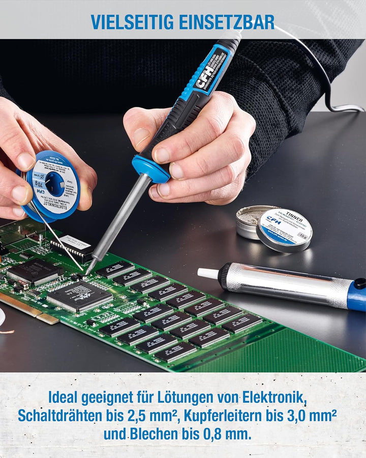 CFH Elektro Lötkolben E 100 - Ideal für Elektronik & Schaltdrähte bis 2,5 mm, 100 W / 230 V ~ 50 Hz,