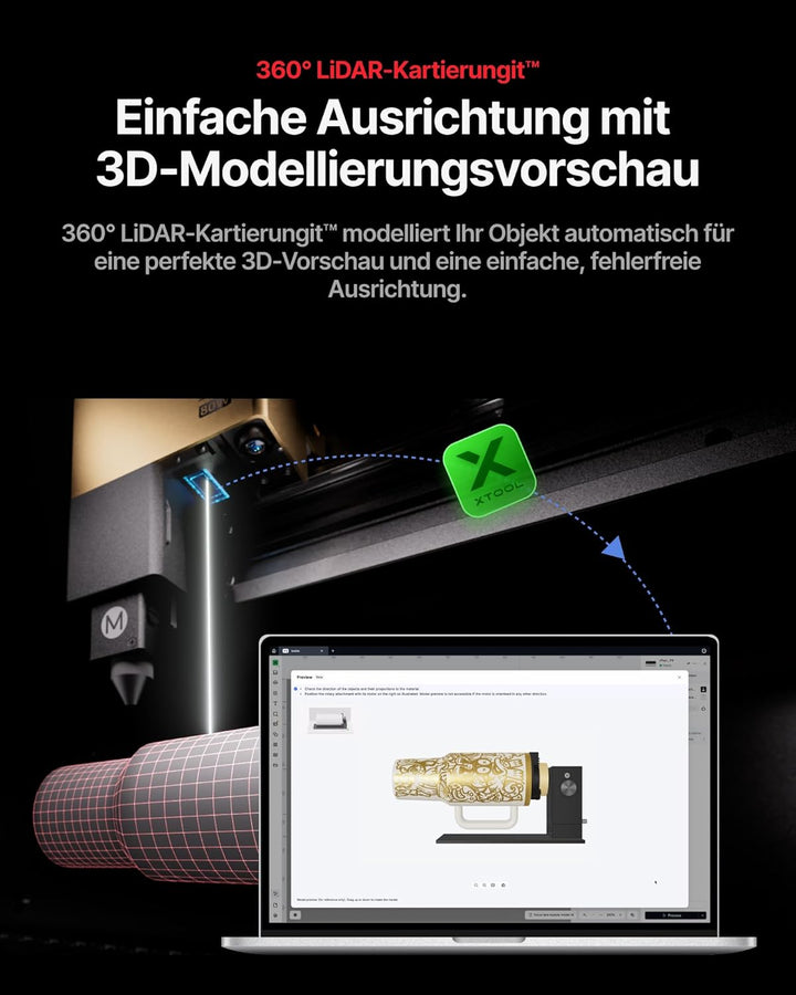 xTool RA3 Weltweit erste smarte MagSwap-Drehvorrichtung für P3 / F2 / F2 Ultra UV, 360° LiDAR-Kartie