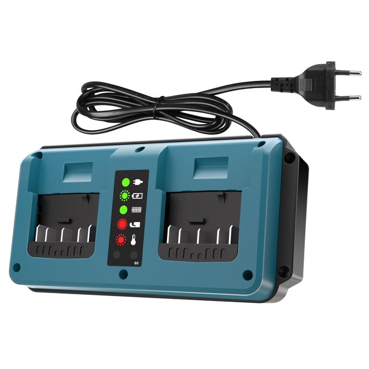 KUNLUN Ladegerät für Bosch Professional 18V-Akku, Daul Port Ersatzladegerät mit LED-Anzeige für Bosc
