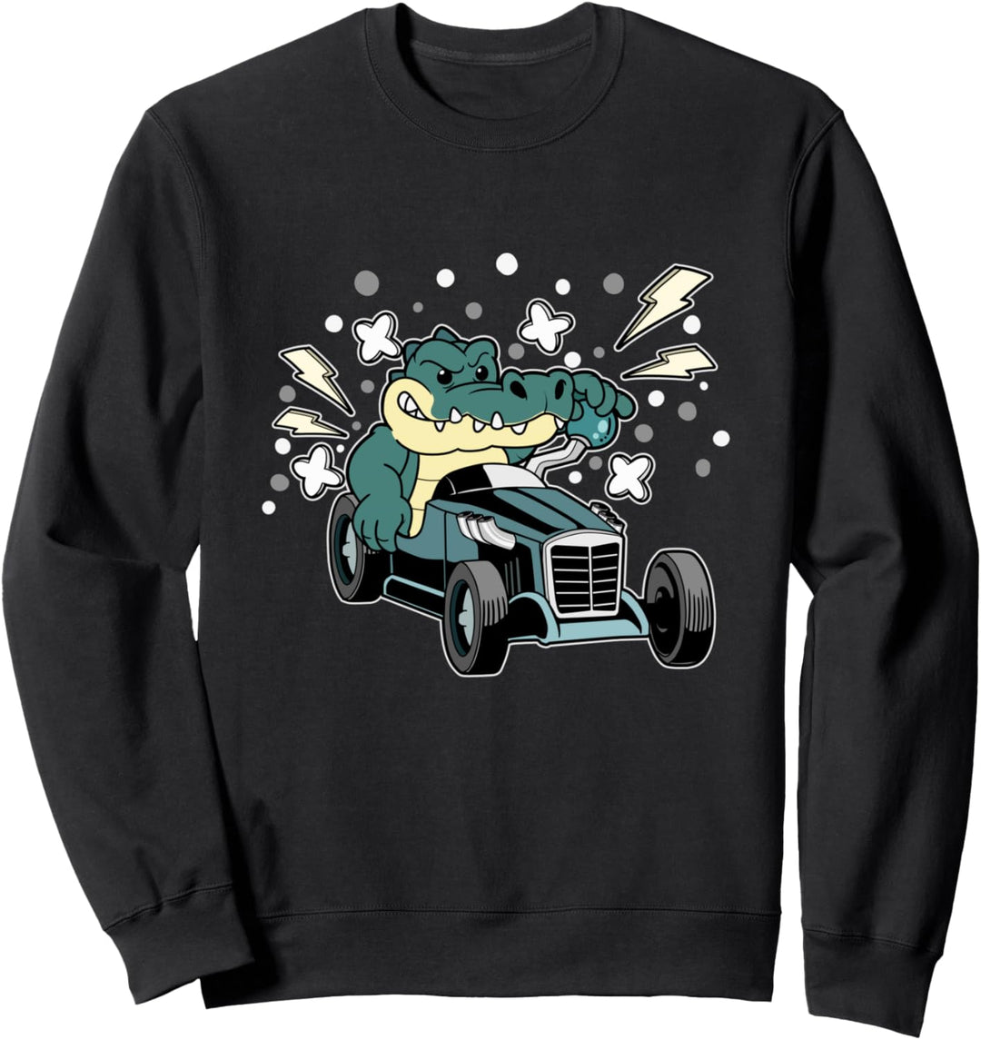 Lustiges Krokodil Rennen Auto Rennwagen Alligator Rennauto Sweatshirt