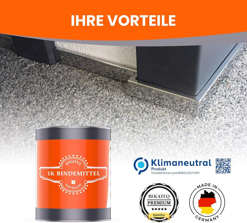 Steinteppich aussen bis 2,5qm - 25kg Marmorkies in Rosso Verona + 1K PU Kleber Bindemittel 1kg - Wet