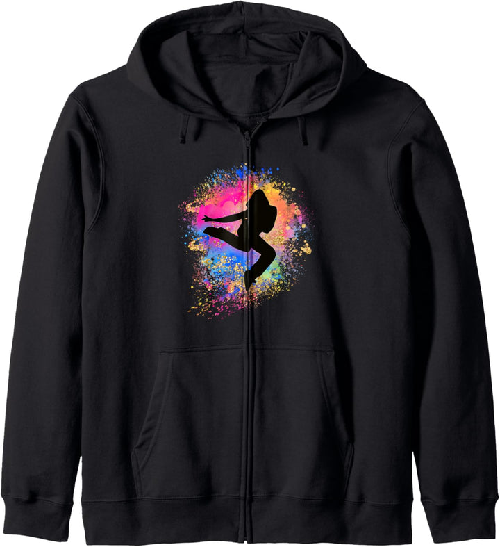 Mädchen Regenbogen Hiphop Tanz Weibliche Strasse Tänzerin Silhouette Kapuzenjacke