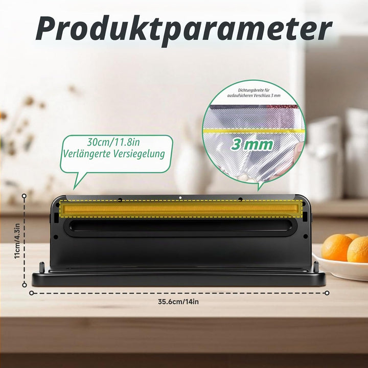 6-in-1 Vakuumiergerät, Vakuumierer mit 30cm Siegelnaht und Digitaler LED-Countdown-Anzeige,50PCS Vak