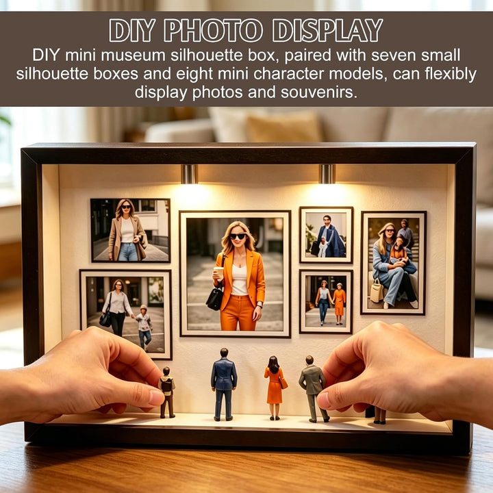 DIY Mini Museum Silhouette Box, Mini Menschen Figuren Museum, Kreatives Erinnerungsdisplay Kit mit 8
