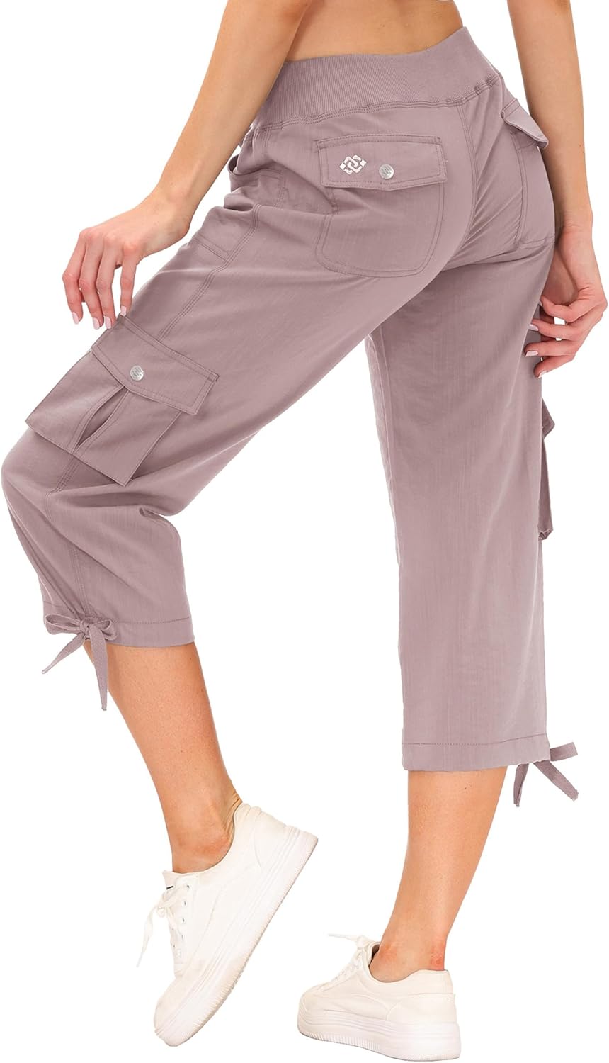 JINSHI Hosen Damen Sommer Cargohose 3/4 Hose Caprihose Freizeithose Wanderhosen Outdoorhose mit Mehr