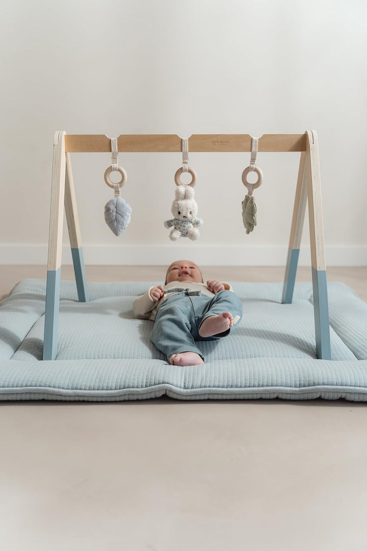 nijntje miffy x Little Dutch Holz Baby Gym Spieltrapez Spielbogen Holz inkl. Anhänger Hase Miffy bla