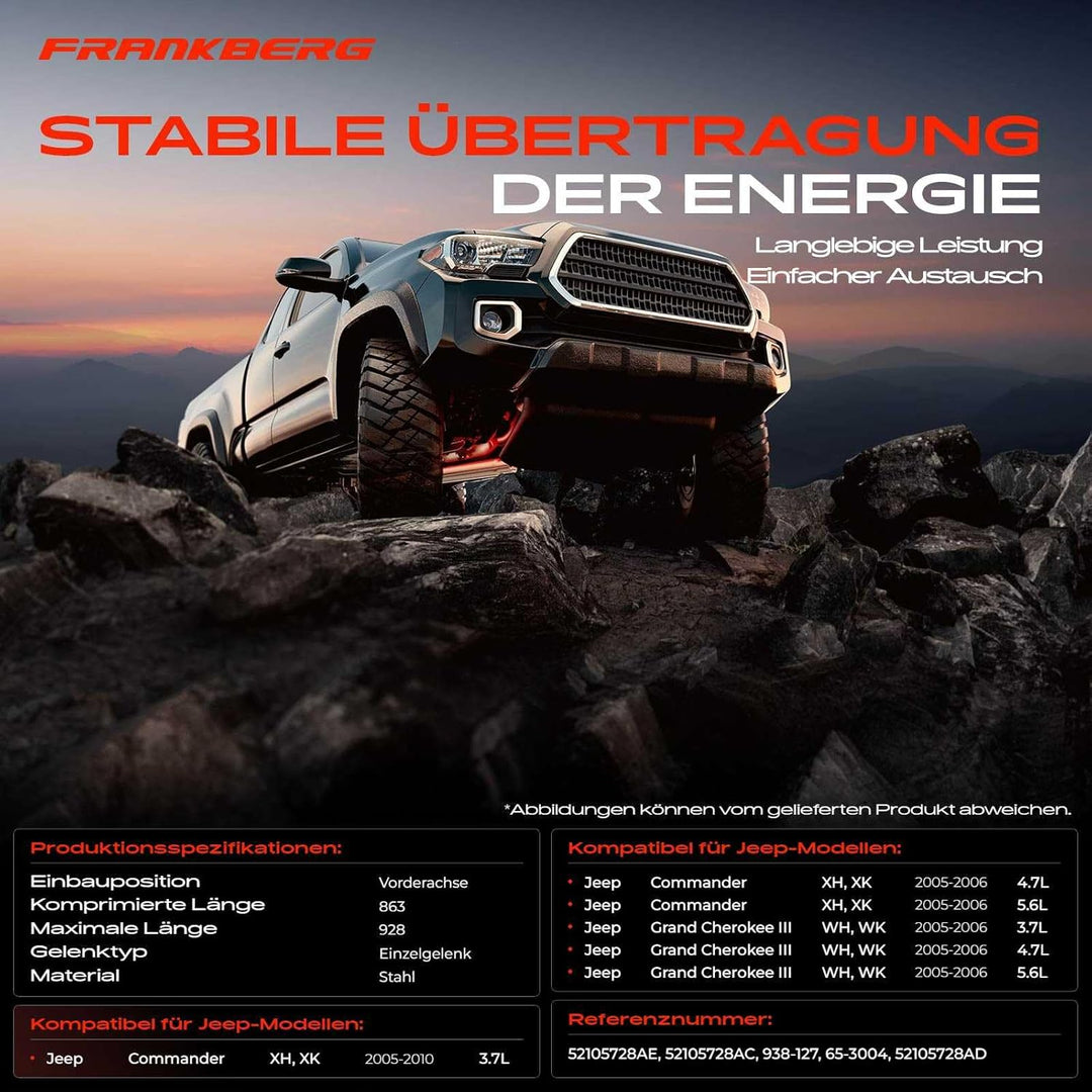 Frankberg Kardanwelle Gelenkwelle Kompatibel mit COMMANDER XH XK 3.7L-5.6L 2005-2010 GRAND CHEROKEE