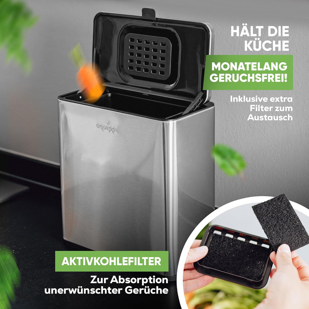 equipps Bio Mülleimer 6L | Komposteimer Küche für Bio Müll & Co | Mülleimer mit Geruchsfilter | Komp