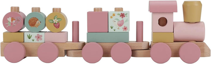 Little Dutch 7354 FSC Holz Eisenbahn Zug mit Steck-Formen - Fairy Garden rosa