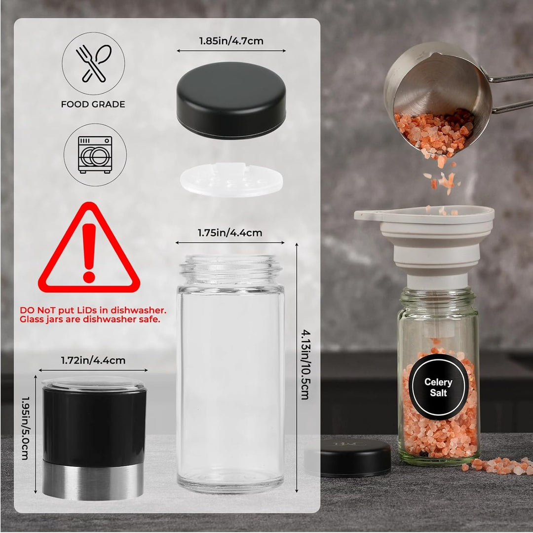 FRIBERG Gewürzgläser mit Streueinsatz [20x 120ml],Gewürzgläser Rund Set mit Edelstahl Deckel,mit 1 g
