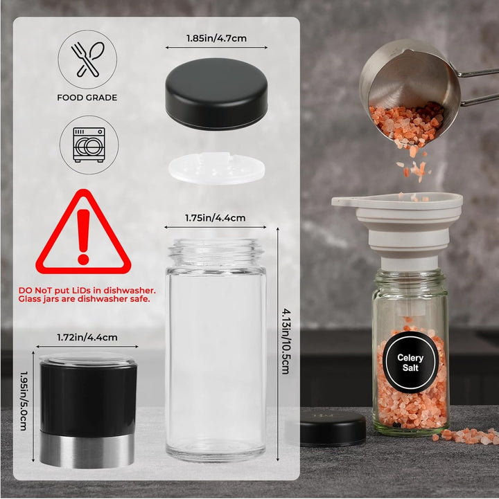FRIBERG Gewürzgläser mit Streueinsatz [20x 120ml],Gewürzgläser Rund Set mit Edelstahl Deckel,mit 1 g