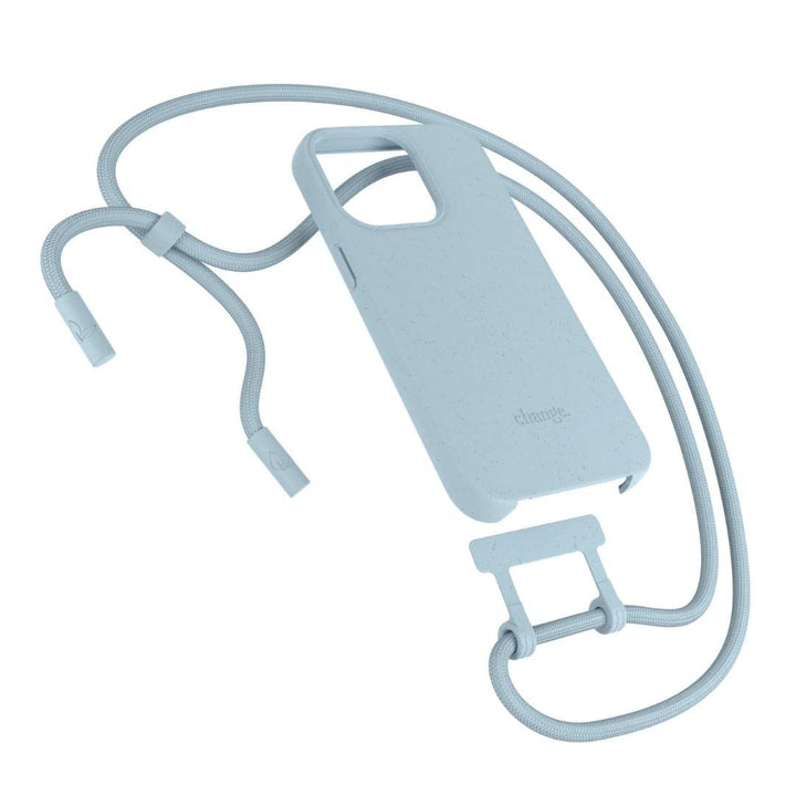 Woodcessories - Nachhaltige Handykette abnehmbar kompatibel mit iPhone 13 Pro Hülle mit Band blau -