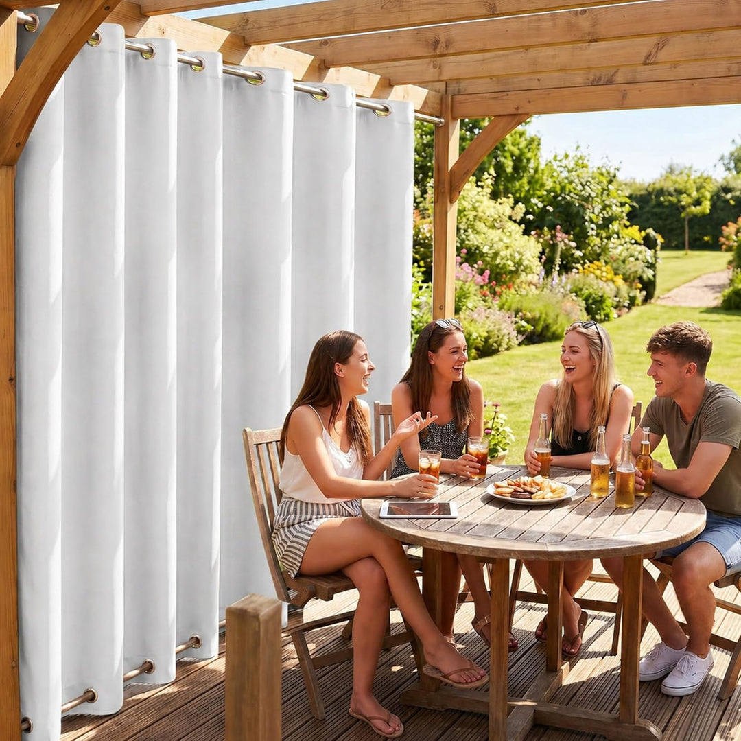 Rosnek Outdoor Vorhang Wetterfest Winddicht, Extra Breit Blickdicht Vorhänge mit Ösen Oben & Unten,