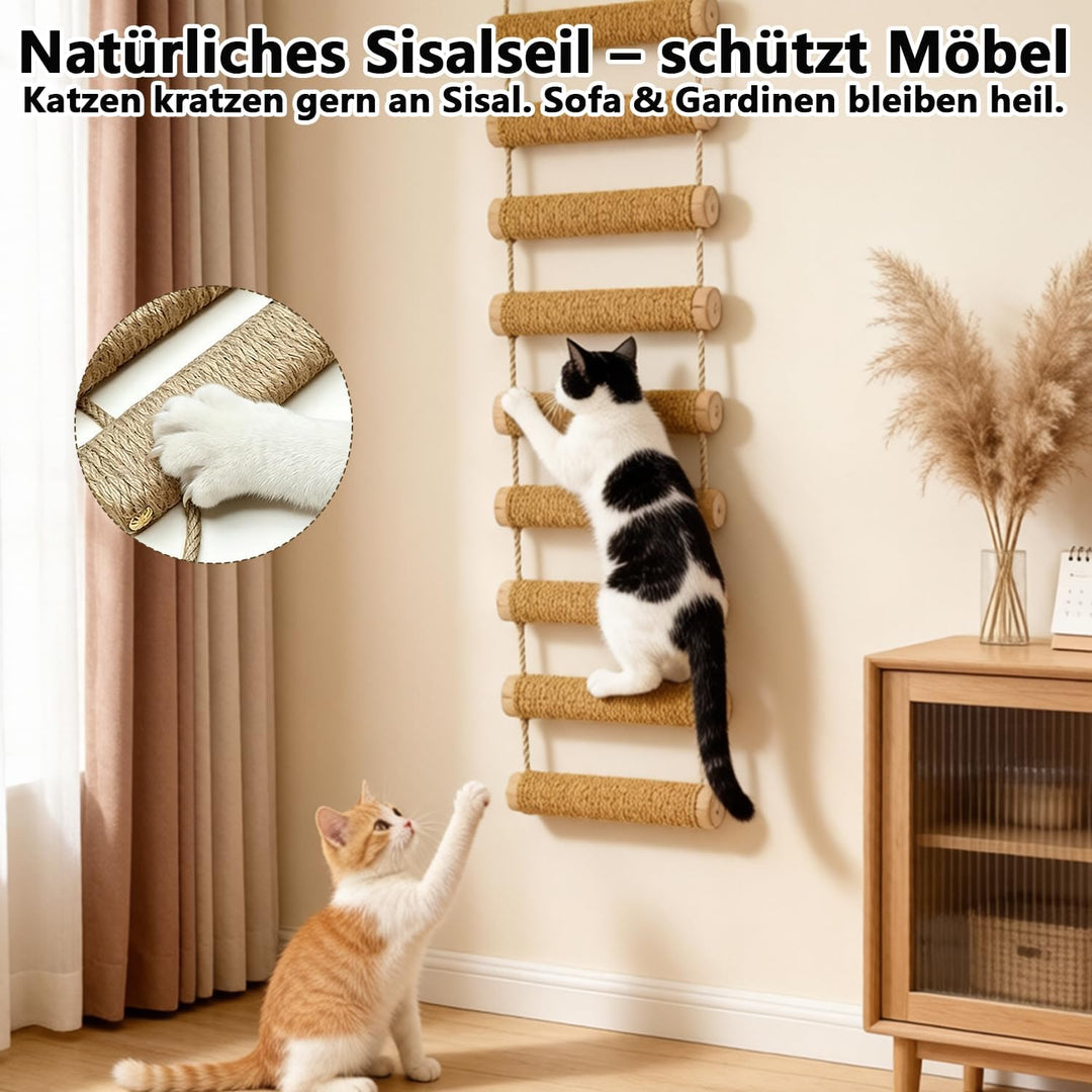 Sisalseil Katzenleiter 100 cm, Kletterleiter &amp; Katzentreppe für Wand, Balkon, Innen &amp; Aussen, Kratzb