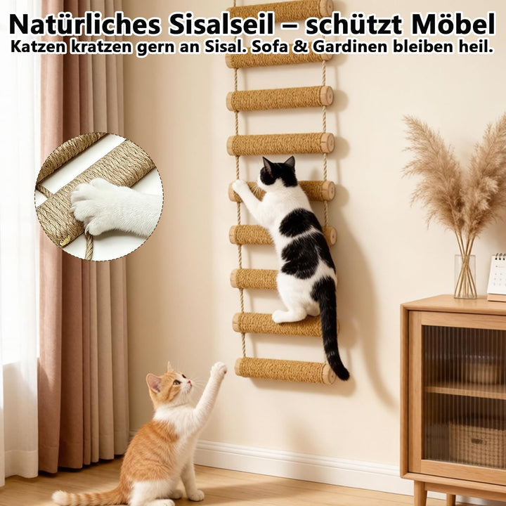 Sisalseil Katzenleiter 100 cm, Kletterleiter &amp; Katzentreppe für Wand, Balkon, Innen &amp; Aussen, Kratzb
