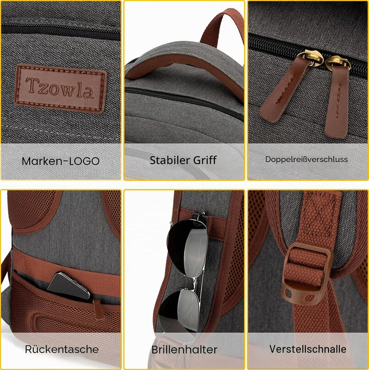 Tzowla Canvas Laptop Rucksack aus Segeltuch,Reise Backpack Tasche Herren und Damen,Arbeit Reiserucks