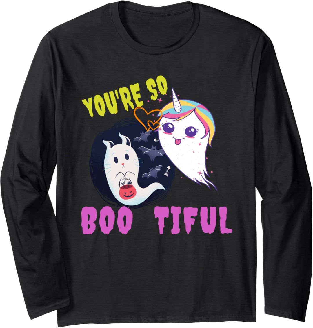 You're So BOO TIFUL Geist Einhorn Katze Fledermaus Halloween Langarmshirt