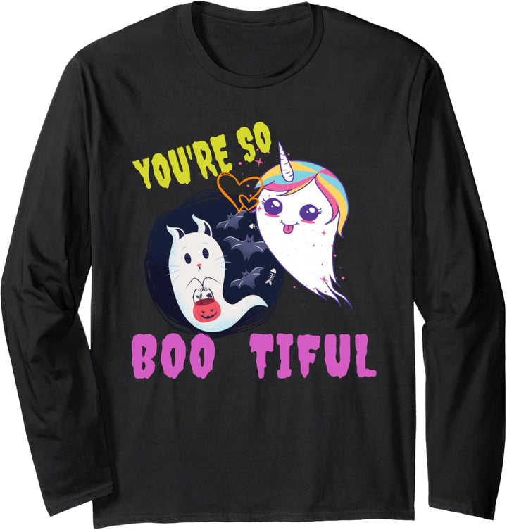 You're So BOO TIFUL Geist Einhorn Katze Fledermaus Halloween Langarmshirt