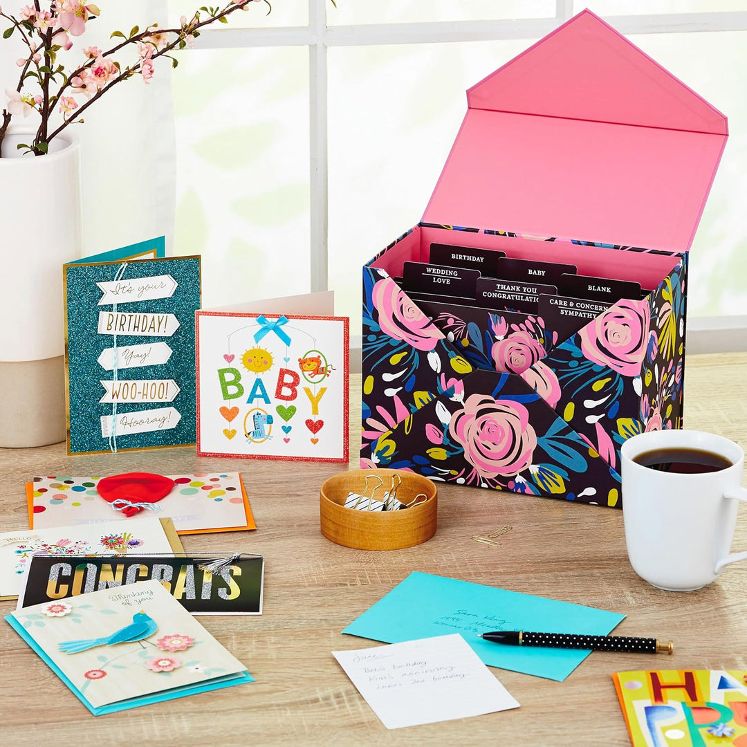 Hallmark 24 Stück handgefertigte Grusskarten in verschiedenen Boxen, modernes Blumenmuster, Geburtst