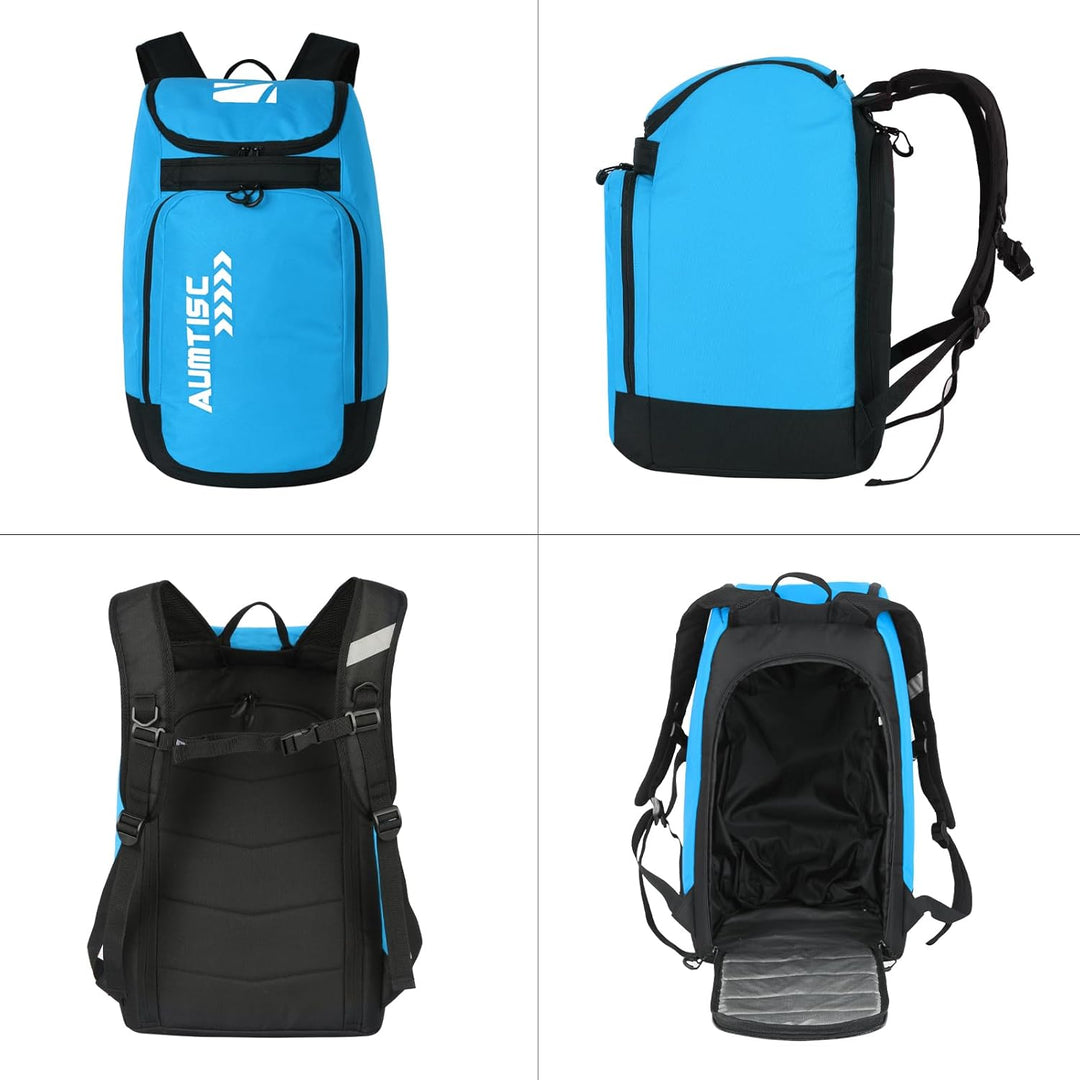 AUMTISC Skischuhtaschen mit Helmfach und Rucksackgurten, Skirucksack Skischuhrucksack mit Helmtasche