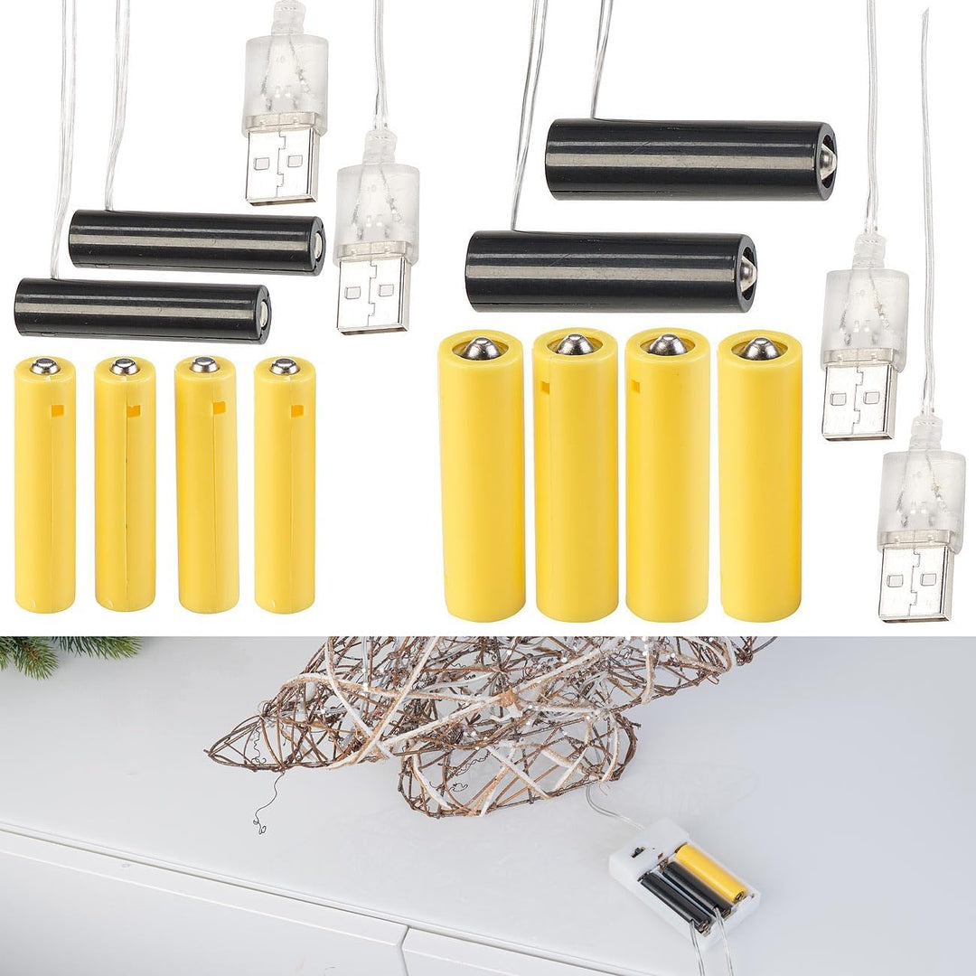 revolt Dummy Batterie: 4er-Set Universal-USB-Batterie-Adapter, ersetzen je 6 AA/AAA-Batterien (AA Ba