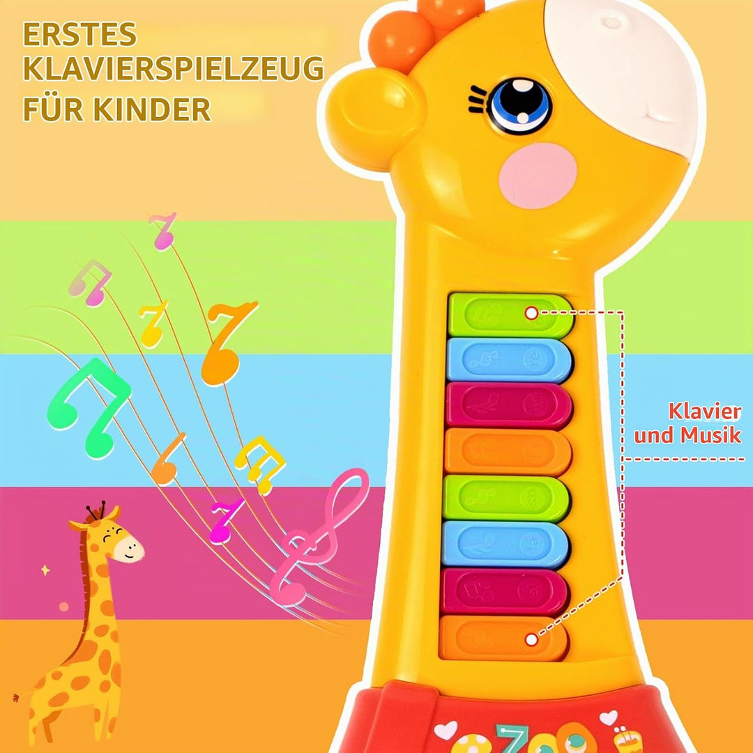 Baby Musikspielzeug Gitarre ab 1 Jahr mit Tiergeräuschen und Licht Montessori Lernspielzeug für Jung