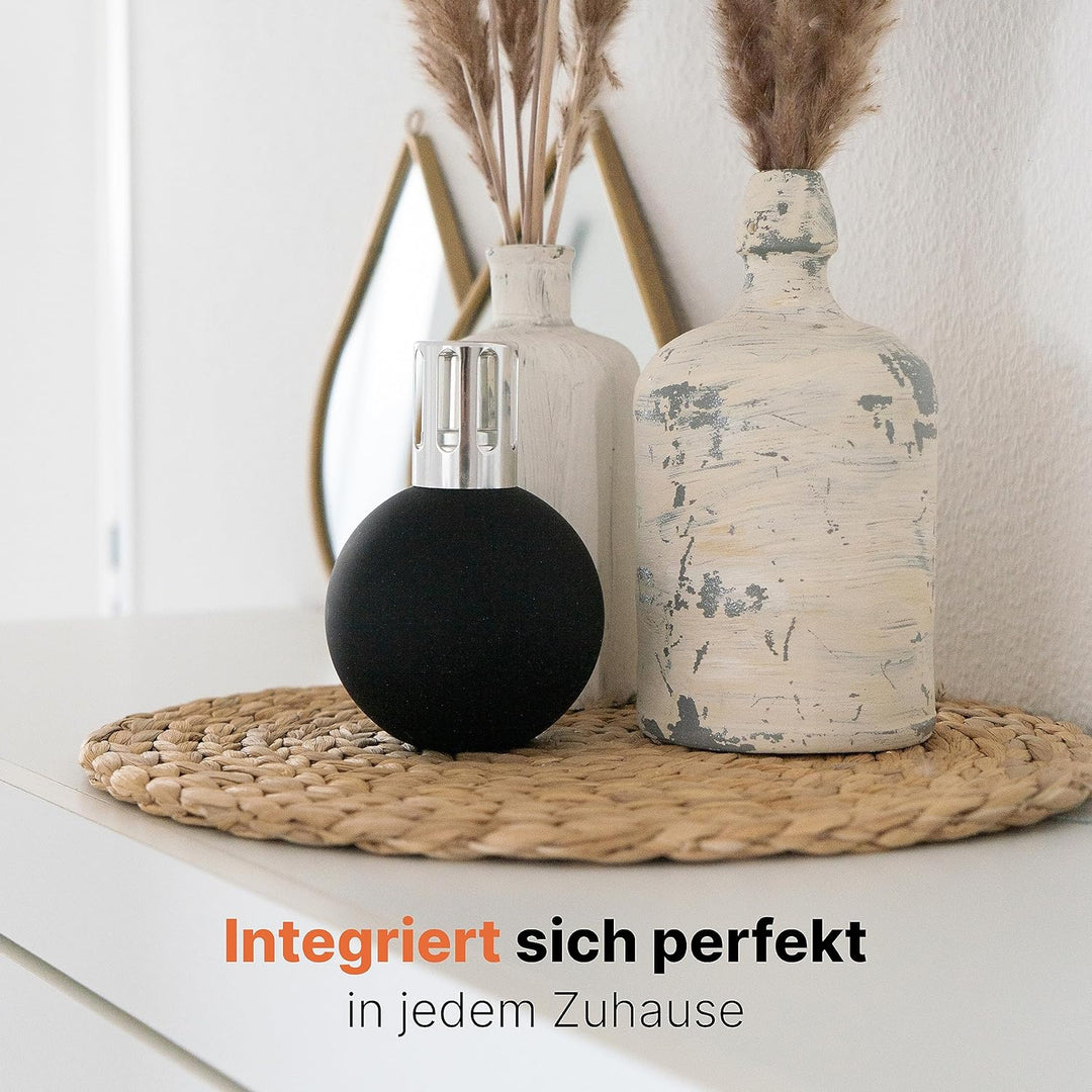 KAZIS I Katalytische Lampe I matt schwarz & Silber I Mit Brenner, Krone, Trichter & Löschkappe I