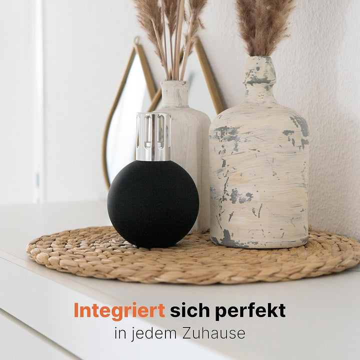 KAZIS I Katalytische Lampe I matt schwarz & Silber I Mit Brenner, Krone, Trichter & Löschkappe I