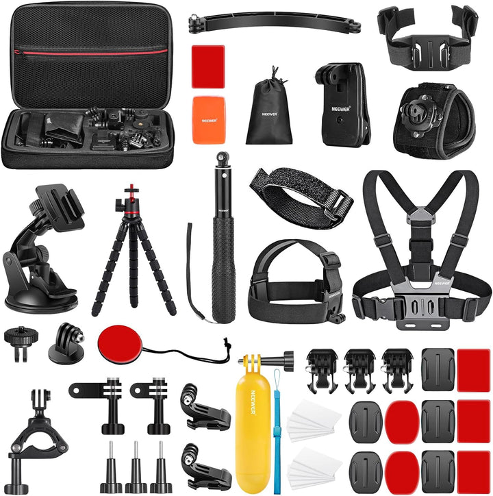 NEEWER Verbessertes 50 in 1 Action Kamera Zubehörset Kompatibel mitGoPro Hero 12 11 10 9 8 Max 7 6 5