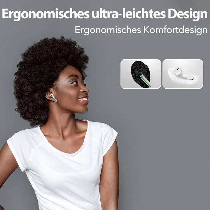 Kopfhörer Kabellos Bluetooth 5.4, In Ear mit 6 ENC Mikrofon Bluetooth Kopfhörer, 60 Std Stereo Kabel
