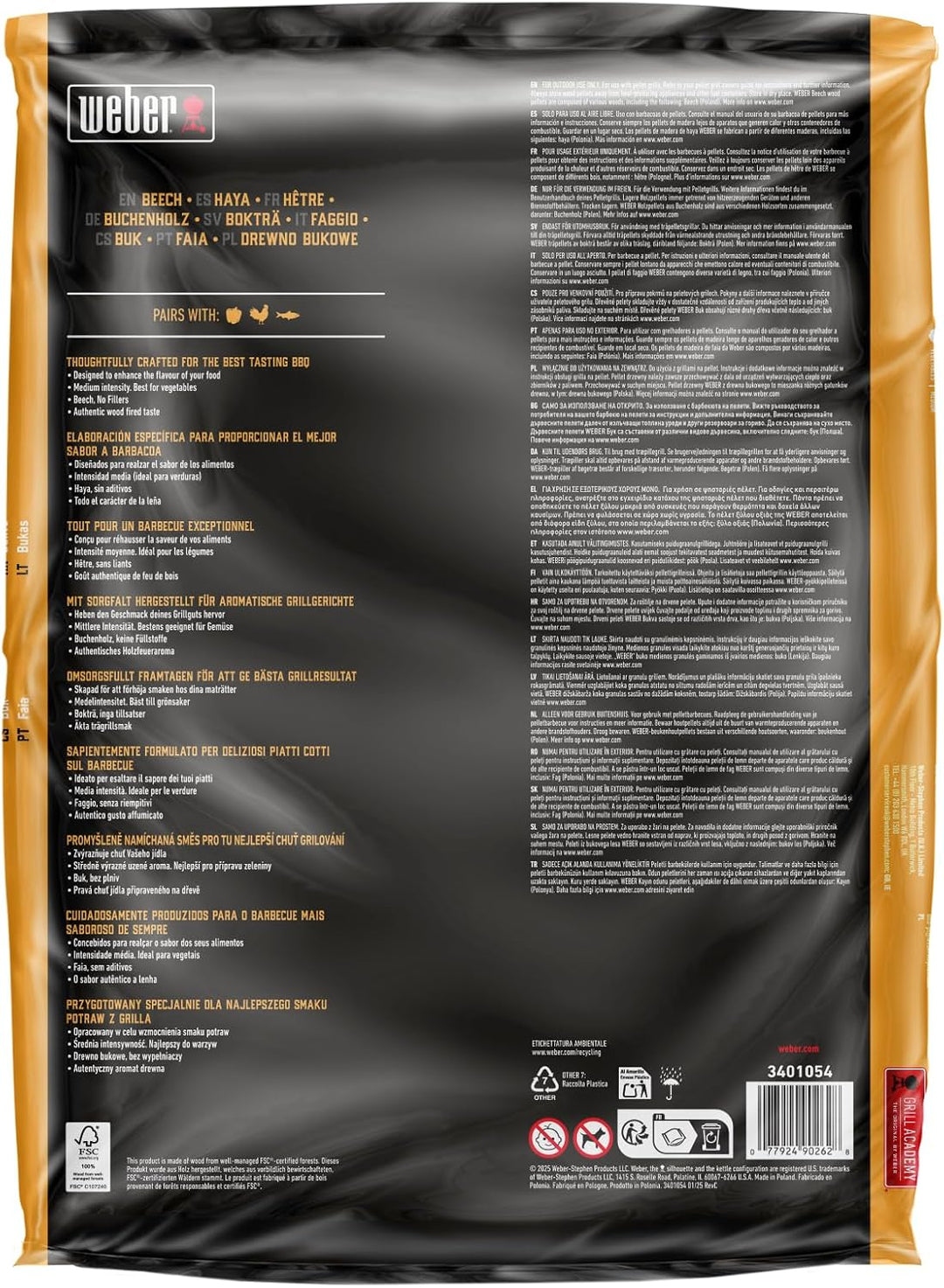 Weber Buchenholz Pellets/Geeignet für alle Pelletgrills, Erdiger, nussiger, süsslicher Geschmack, Oh