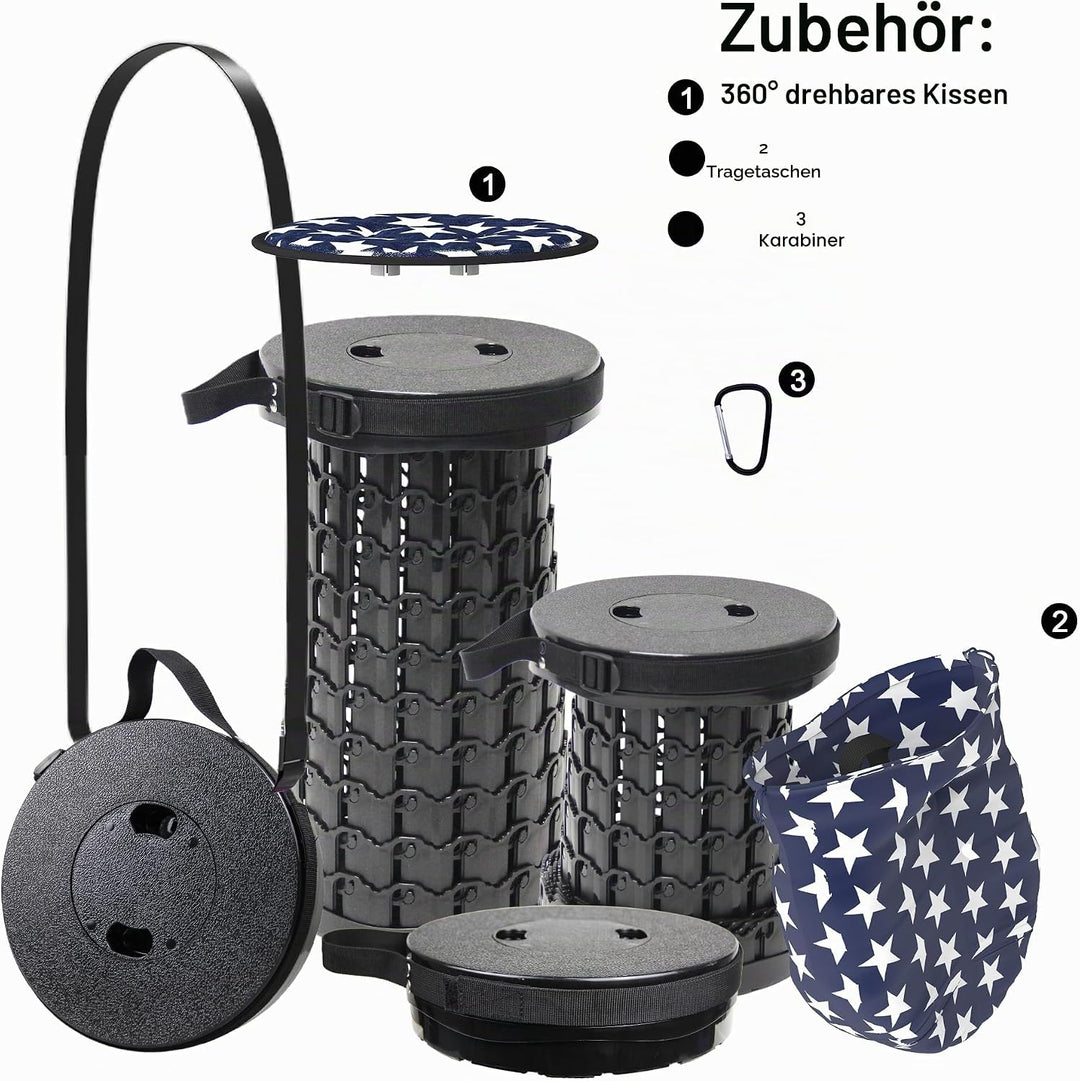 ALEVMOOM Tragbarer Klapphocker,Camping Hocker Teleskophocker,Klappbarer Hocker,Mini Leichte Campingh