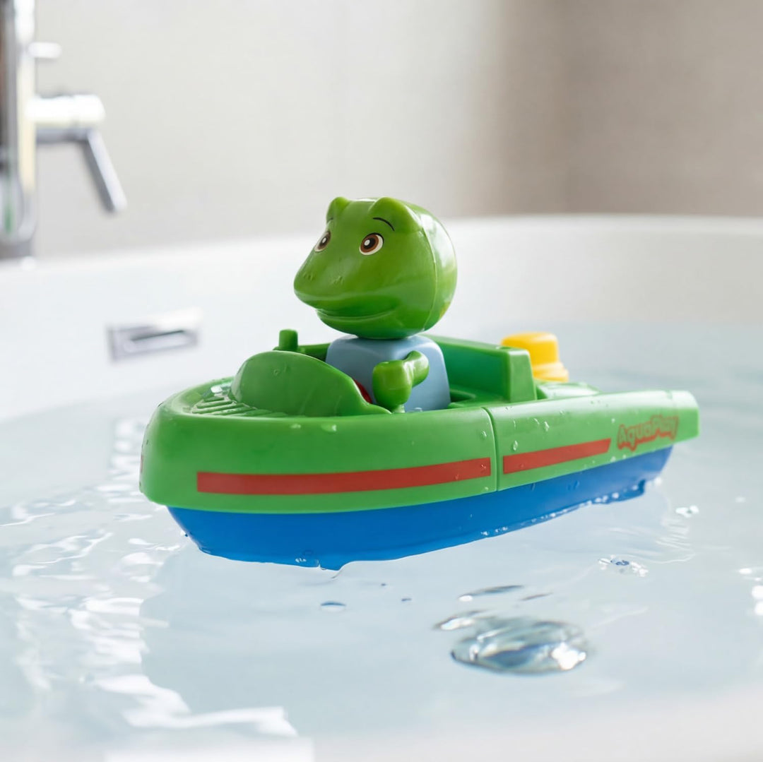 AquaPlay Sportboot mit Aufziehmotor - selbstfahrendes Spielboot, batterielos, Robustes Aufzieh-Syste