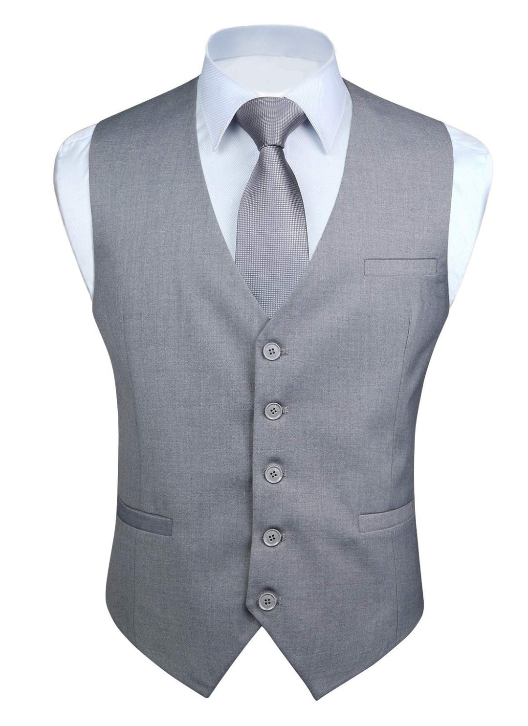 HISDERN Herren Formale Hochzeit Party Weste Baumwolle Einfarbig Weste XS Hellgrau, XS Hellgrau