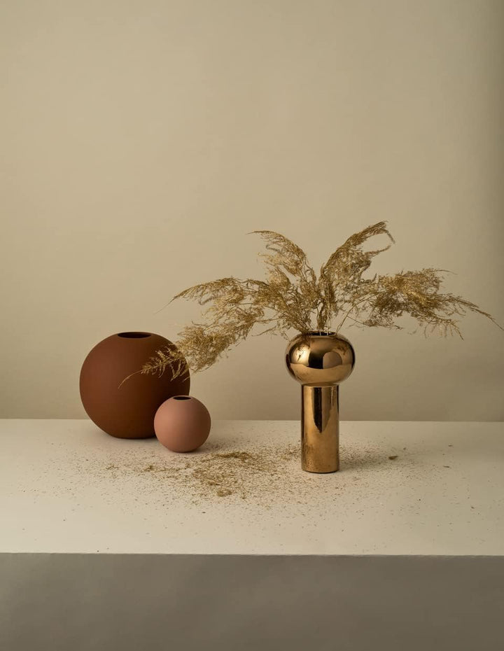 Cooee Design - Vase, Flower vase - Pillar - Ceramic - Gold - Height 24 cm. Ø : 12, H: 24 CM Gold, Ø