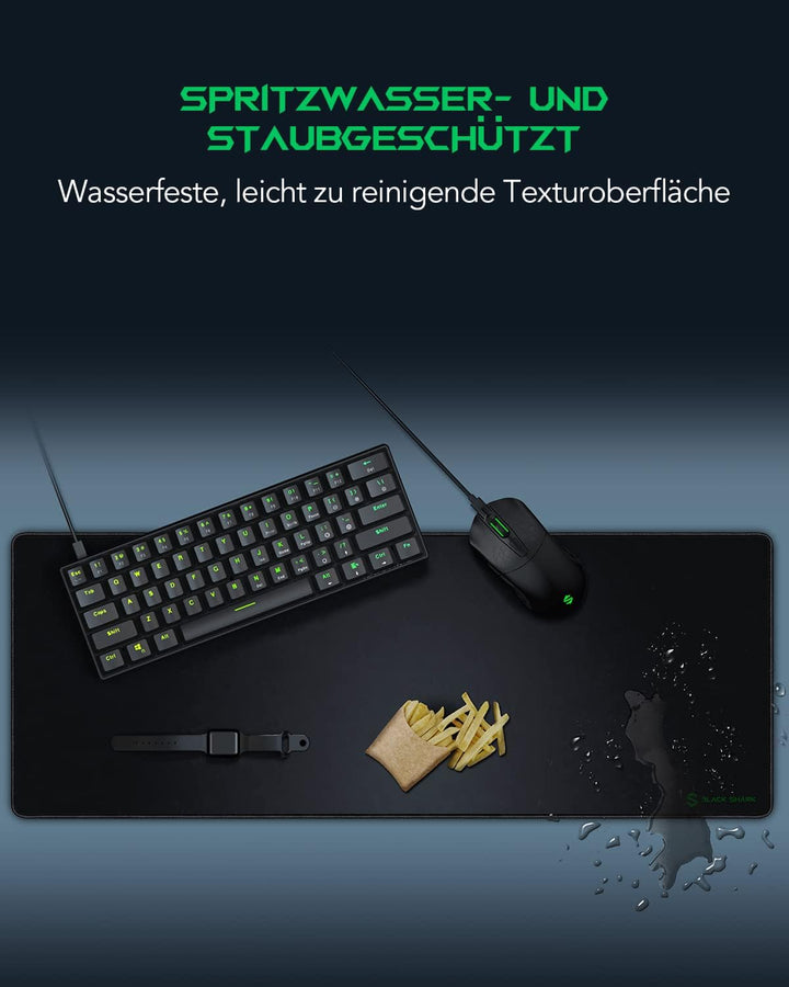 Black Shark Gaming Mauspad Schreibtischunterlage 800x300x4 mm mit Mikrofaser Oberfläche Verbessert G