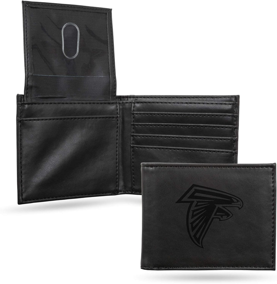 Rico Industries NFL Laser Engraved Billfold Wallet, Black Atlanta Falcons, Atlanta Falcons