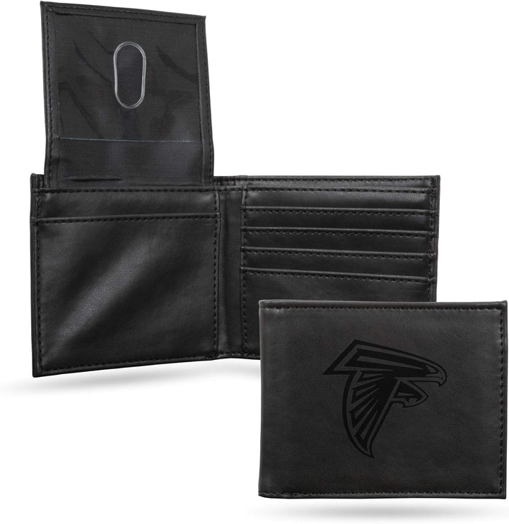 Rico Industries NFL Laser Engraved Billfold Wallet, Black Atlanta Falcons, Atlanta Falcons