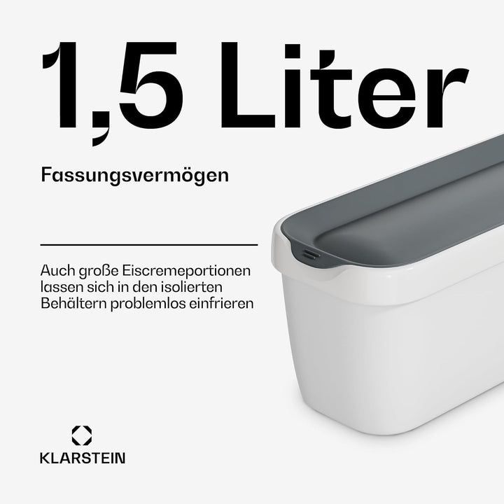 Klarstein Eisbehälter Für Speiseeis – 2x 1,5L, Mit Deckel, Spülmaschinenfest, Kunststoff, Für Selbst