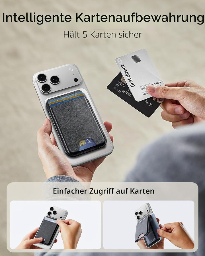 ESR HaloLock Magnetischer Vegan Leder Wallet Ständer, kompatibel mit MagSafe Wallet mit verstellbare