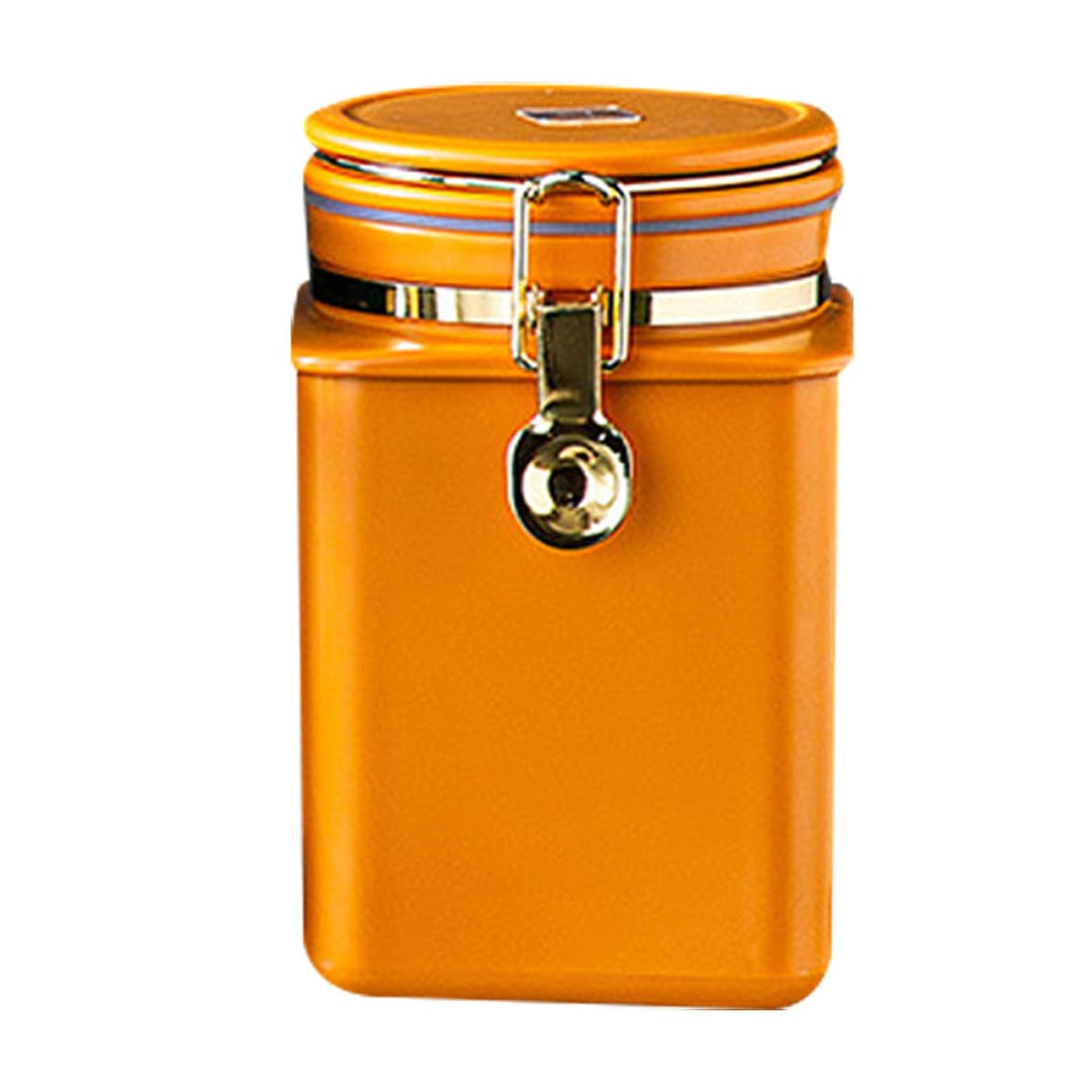 MAGICLULU Kaffeebohnenbehälter Kaffeebohnenglas Bohnenbehälter mit Bügelverschluss, orange, Metall,