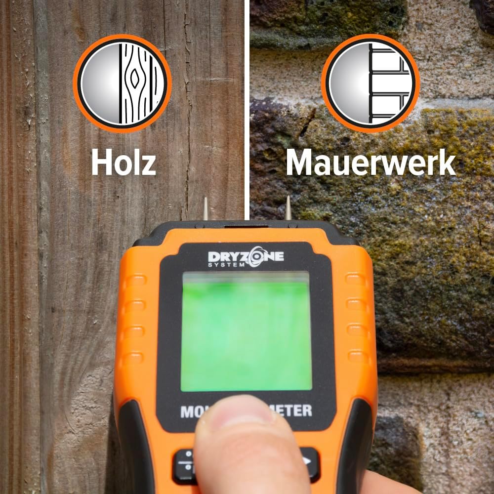 Dryzone Feuchtemessgerät - Feuchtigkeitsmessgerät Wand, Holz, Mauerwerk und andere Baumaterialien -