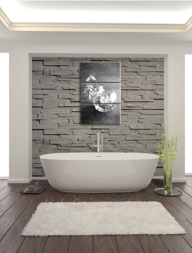 Pixxprint Schneeglöckchen in der Vase als Leinwandbild/Grösse: 3 Teilig (120x80) cm/Wandbild/Kunstdr