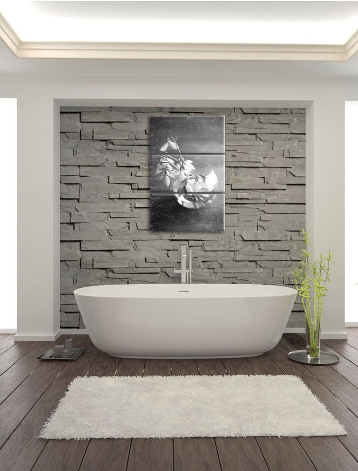 Pixxprint Schneeglöckchen in der Vase als Leinwandbild/Grösse: 3 Teilig (120x80) cm/Wandbild/Kunstdr